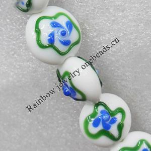 Lampwork Beads, Flat Round 20mm Hole:About 1.5mm, Sold by PC