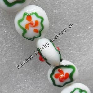 Lampwork Beads, Flat Round 20mm Hole:About 1.5mm, Sold by PC