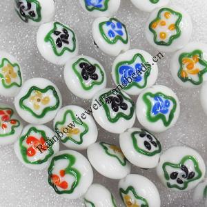 Lampwork Beads, Mix Color, Flat Round 20mm Hole:About 1.5mm, Sold by Group