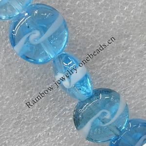 Lampwork Beads, Flat Round 18mm Hole:About 1.5mm, Sold by PC
