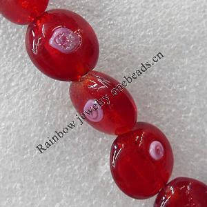 Silver Foil Lampwork Beads, Flat Round 20mm Hole:About 1.5mm, Sold by PC