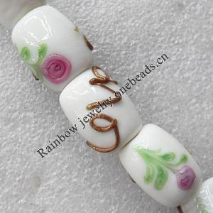 Gold Sand Lampwork Beads, Column 18x24mm Hole:About 2mm, Sold by PC