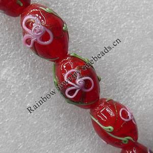 Gold Sand Lampwork Beads, Oval 19x28mm Hole:About 1.5mm, Sold by PC