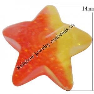 Resin Cabochons, No Hole Headwear & Costume Accessory, Faceted Star，The other side is Flat 14mm, Sold by Bag