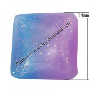 Resin Cabochons, No Hole Headwear & Costume Accessory, Faceted Square，The other side is Flat 14mm, Sold by Bag