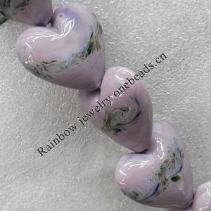 Lampwork Beads, Heart 35mm Hole:About 1.5mm, Sold by PC