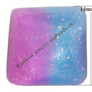 Resin Cabochons, No Hole Headwear & Costume Accessory, Faceted Square，The other side is Flat 14mm, Sold by Bag