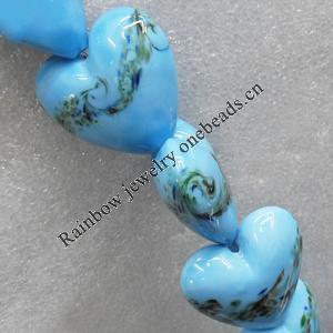 Lampwork Beads, Heart 35mm Hole:About 1.5mm, Sold by PC