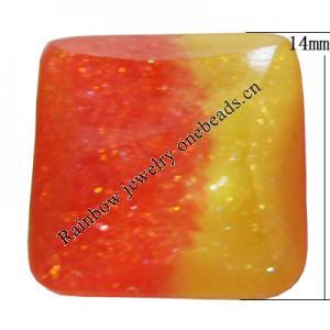 Resin Cabochons, No Hole Headwear & Costume Accessory, Faceted Square，The other side is Flat 14mm, Sold by Bag