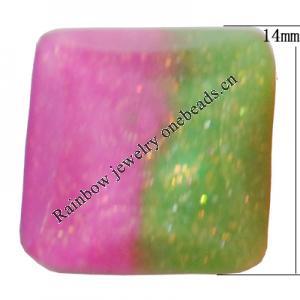 Resin Cabochons, No Hole Headwear & Costume Accessory, Faceted Square，The other side is Flat 14mm, Sold by Bag