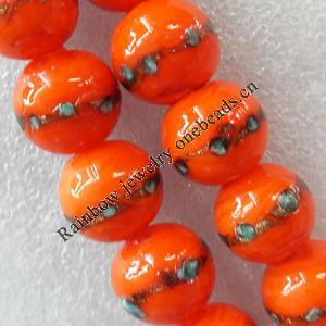 Gold Sand Lampwork Beads, Round 18mm Hole:About 1.5mm, Sold by PC