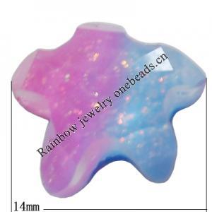 Resin Cabochons, No Hole Headwear & Costume Accessory, Faceted Star，The other side is Flat 14mm, Sold by Bag