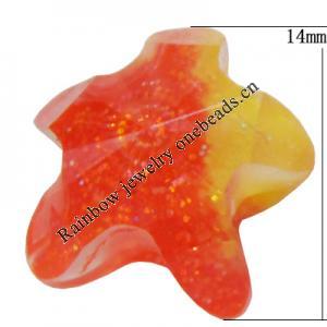 Resin Cabochons, No Hole Headwear & Costume Accessory, Faceted Star，The other side is Flat 14mm, Sold by Bag