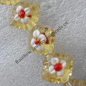 Lampwork Beads, Diamond 16x16mm Hole:About 1.5mm, Sold by PC
