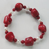 Coral Bracelet, Length:7.1-Inch 7mm-14x12mm, Sold by Group