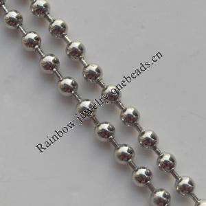 Iron Ball Bead Chains, Lead-free, Bead:4mm, Sold by Group