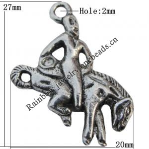 Pendant Zinc Alloy Jewelry Findings Lead-free, 20x27mm Hole:2mm, Sold by Bag