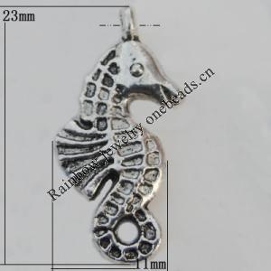 Pendant Zinc Alloy Jewelry Findings Lead-free, 11x23mm Hole:2mm, Sold by Bag