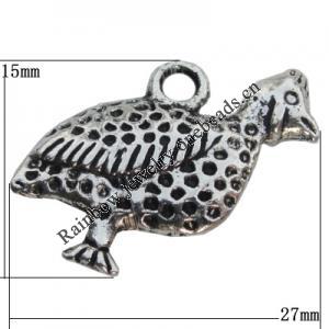 Pendant Zinc Alloy Jewelry Findings Lead-free, Animal 27x15mm Hole:2mm, Sold by Bag