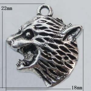 Pendant Zinc Alloy Jewelry Findings Lead-free, 18x22mm Hole:1.5mm, Sold by Bag