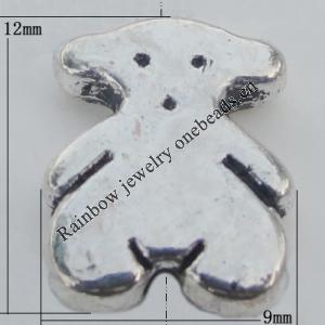 Bead Zinc Alloy Jewelry Findings Lead-free, 12x9mm Hole:1mm, Sold by Bag