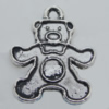 Pendant Zinc Alloy Jewelry Findings Lead-free, Bear 14x18mm Hole:1.5mm, Sold by Bag