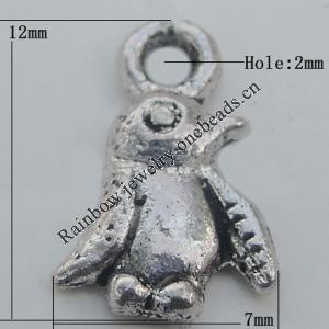 Pendant Zinc Alloy Jewelry Findings Lead-free, 7x12mm Hole:2mm, Sold by Bag