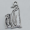 Pendant Zinc Alloy Jewelry Findings Lead-free, Penguins 10x19mm Hole:1.5mm, Sold by Bag