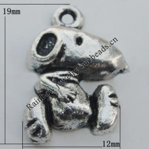Pendant Zinc Alloy Jewelry Findings Lead-free, Animal 12x17mm Hole:2mm, Sold by Bag
