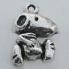 Pendant Zinc Alloy Jewelry Findings Lead-free, Animal 12x17mm Hole:2mm, Sold by Bag