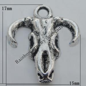 Pendant Zinc Alloy Jewelry Findings Lead-free, 15x17mm Hole:2mm, Sold by Bag
