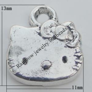 Pendant Zinc Alloy Jewelry Findings Lead-free, 11x13mm Hole:2mm, Sold by Bag