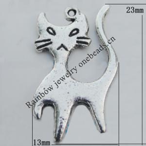 Pendant Zinc Alloy Jewelry Findings Lead-free, Cat 13x23mm Hole:1mm, Sold by Bag