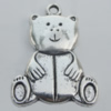 Pendant Zinc Alloy Jewelry Findings Lead-free, Bear 19x26mm Hole:2mm, Sold by Bag