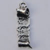 Pendant Zinc Alloy Jewelry Findings Lead-free, 30x9mm Hole:2.5mm, Sold by Bag