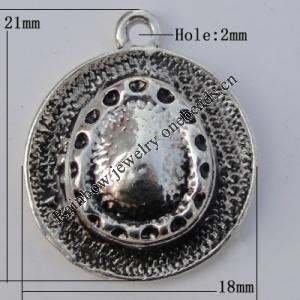 Pendant Zinc Alloy Jewelry Findings Lead-free, 21x18mm Hole:2mm, Sold by Bag