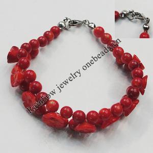 Coral Bracelet, Length:7.1-Inch 6-10mm, Sold by Group