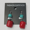 Coral Earring, Length:44mm Bead Size:15x13mm, Sold by Group