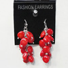 Coral Earring, Length:54mm Bead Size:10x8mm, Sold by Group