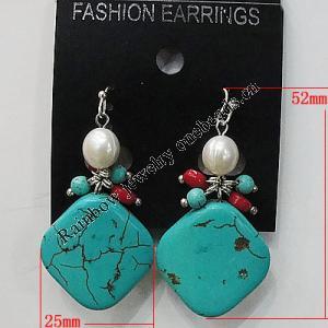 Coral Earring, Length:52mm Bead Size:25mm, Sold by Group