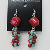 Coral Earring, Length:52mm Bead Size:14mm, Sold by Group