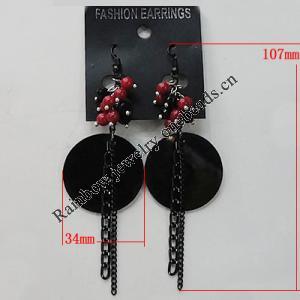 Coral Earring, Length:107mm Bead Size:34mm, Sold by Group