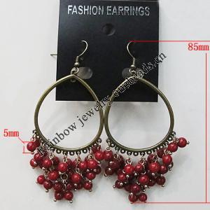 Coral Earring, Length:85mm Bead Size:5mm, Sold by Group