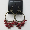 Coral Earring, Length:85mm Bead Size:5mm, Sold by Group