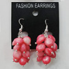 Coral Earring, Length:49mm Bead Size:8mm, Sold by Group