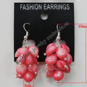 Coral Earring, Length:49mm Bead Size:8mm, Sold by Group