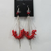 Coral Earring, Length:120mm Bead Size:5x3mm, Sold by Group