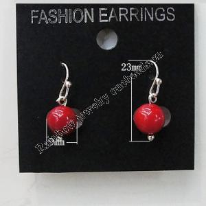 Coral Earring, Length:23mm Bead Size:9mm, Sold by Group