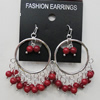 Coral Earring, Length:62mm Bead Size:6mm, Sold by Group