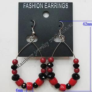 Coral Earring, Length:65mm Bead Size:6mm, Sold by Group